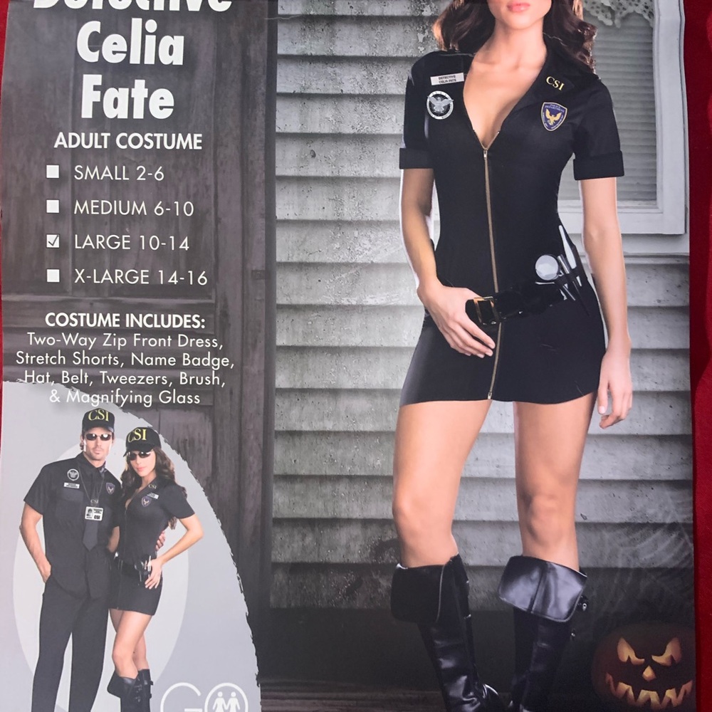 Detective Celia Fate Adult Costume - Black Zip-Front Dress